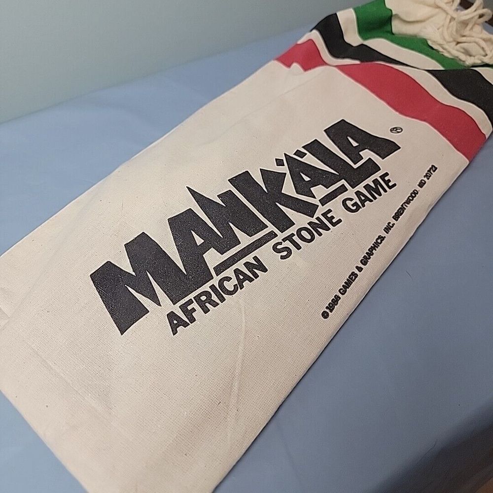 Mankala African Stone Game 1986 60+ Stones, Bag and Instructions Mancala Vintage - Picture 4 of 6